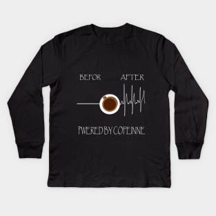 Powered by CoffeineFunny Quote Kids Long Sleeve T-Shirt